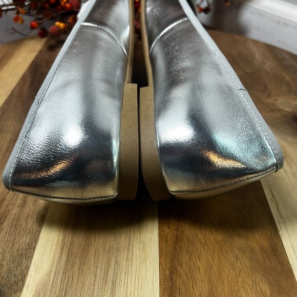 Steve Madden Womens Seemly Ballet Flats Slip On Shoes Sz 10 in Silver Metal - Picture 8 of 10
